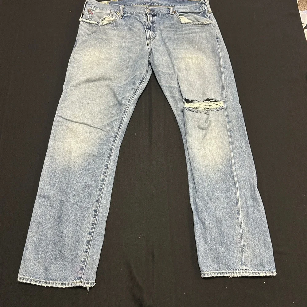 Polo Ralph Lauren Authentic Dungarees Distressed Light Wash Jeans Mens 38x32